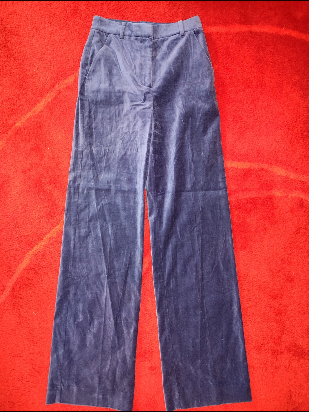 Women's Wide-Leg Velvet Pants - Navy